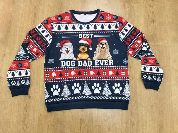 Best Dog Dad Ever Wool Sweater For Dog Lovers - Unique Gift Idea