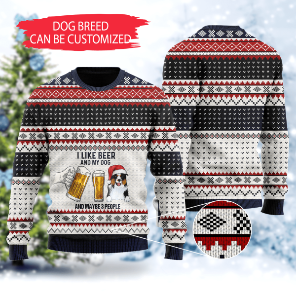 I Like Beer And My Dogs, And Maybe 3 People - Personalized Sweater