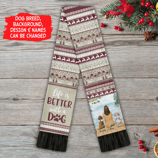 Life Is Better With A Dog Personalized Wool Scarf