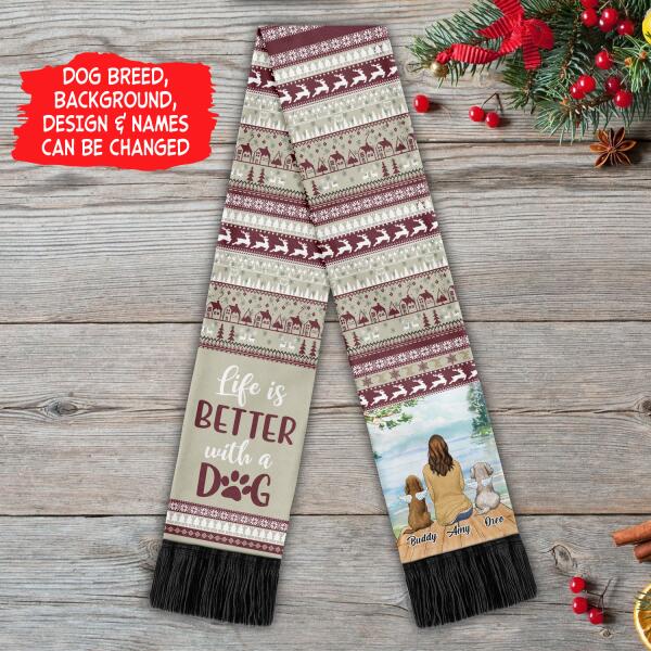 Life Is Better With A Dog Personalized Wool Scarf
