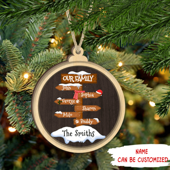 Personalized Family Road Sign Wood Christmas Ornament