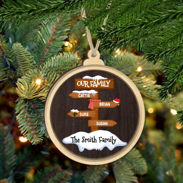 Personalized Family Road Sign Wood Christmas Ornament