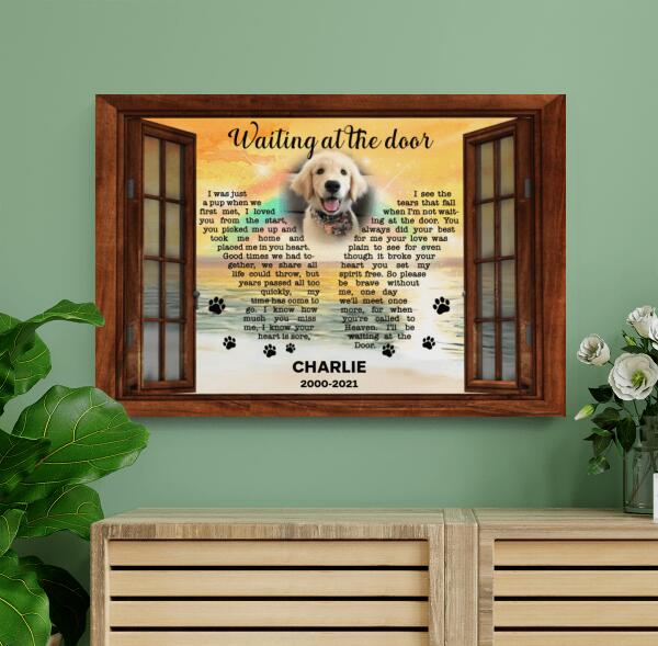 Waiting At The Door Canvas, Gift For Dog Lover, Pet Memorial Canvas