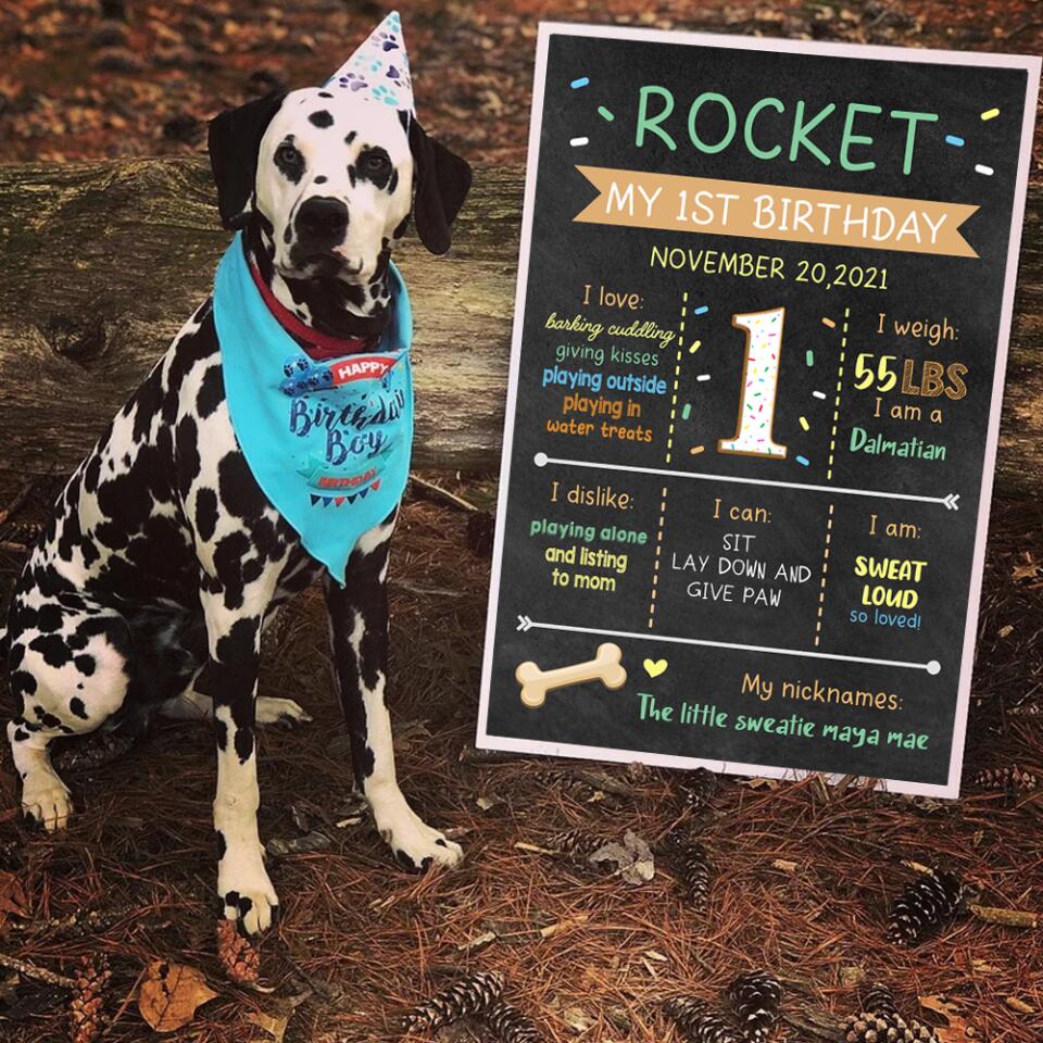 Dog First Birthday Sign, Puppy 1st Birthday Poster, Puppy First Birthday Sign