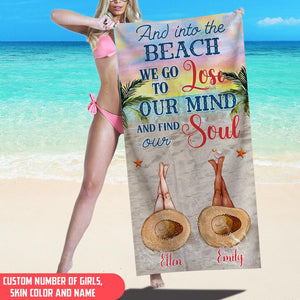 And Into The Beach I Go Lose To My Mind - Personalized Beach Towel, Gift For Her