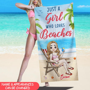 Just A Girl Who Loves Beaches - Personalized Beach Towel