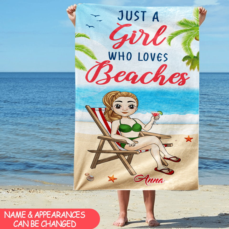 Just A Girl Who Loves Beaches - Personalized Beach Towel