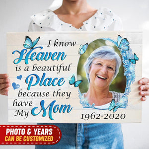 I Know Heaven Is A Beautiful Place - Personalized Canvas