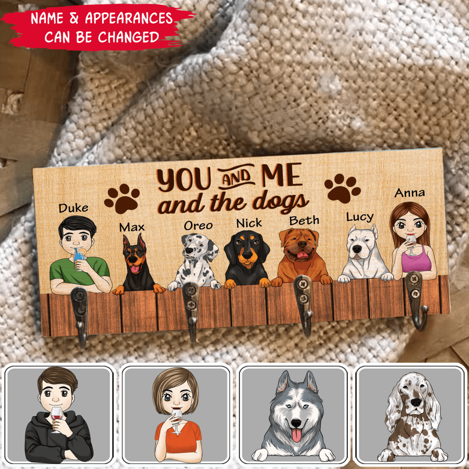 You &amp; Me And The Dogs - Personalized Key Hanger