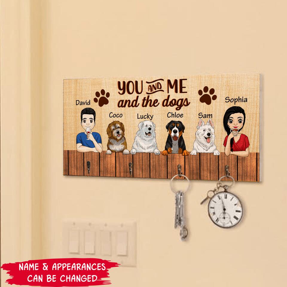 You & Me And The Dogs - Personalized Key Hanger