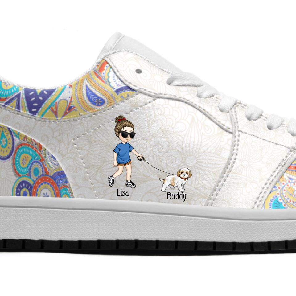 Never Walk Alone - Personalized Low Top Leather Shoes, Gift For Pet Lovers