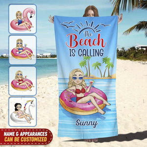 The Beach Is Calling -Personalized Beach Towel