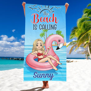 The Beach Is Calling -Personalized Beach Towel