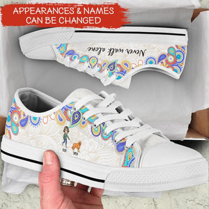 Never Walk Alone - Personalized Canvas Shoes, Gift For Dog Lovers