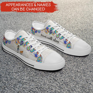 Never Walk Alone - Personalized Canvas Shoes, Gift For Dog Lovers