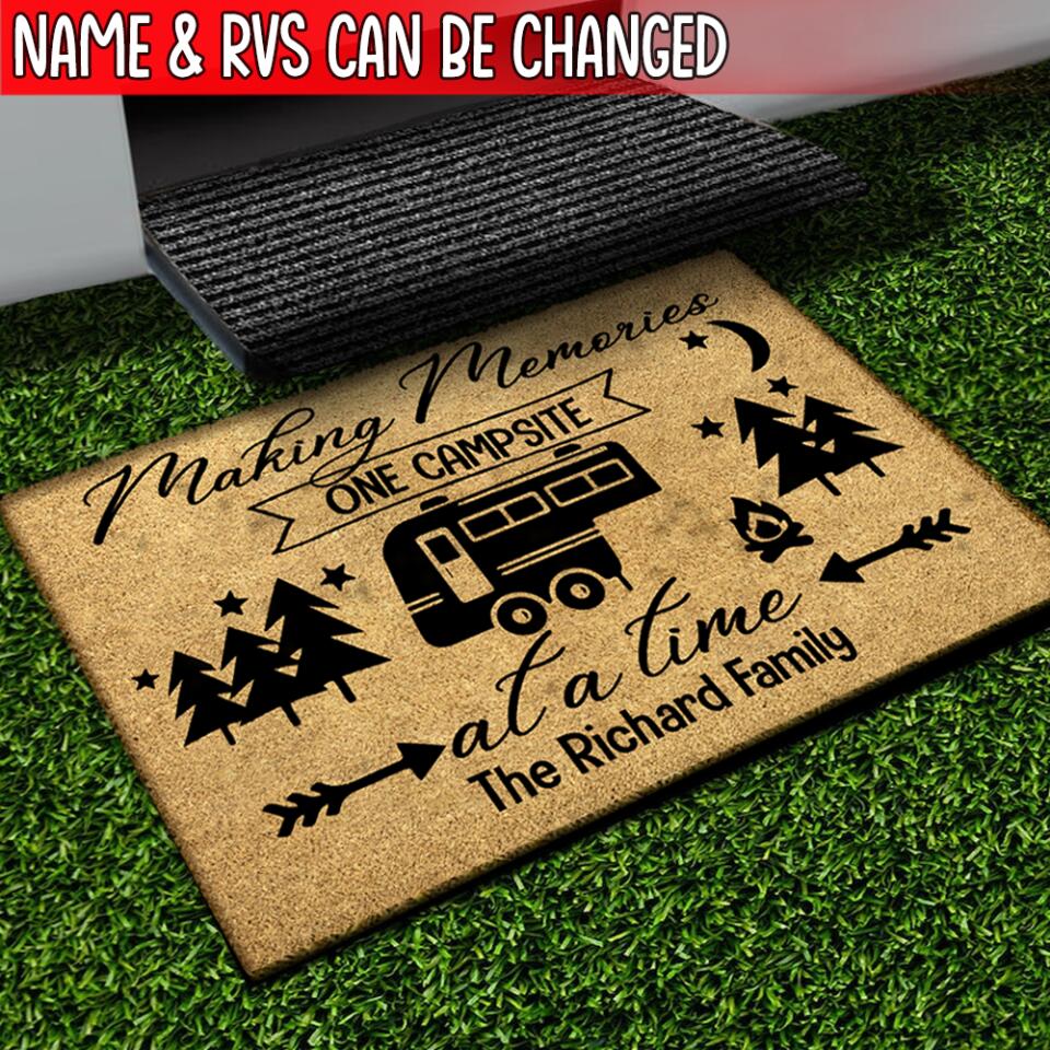 Making Memories One Campsite at a Time - Personalized Doormat, Gift For Camper, Coir Welcome Doormat