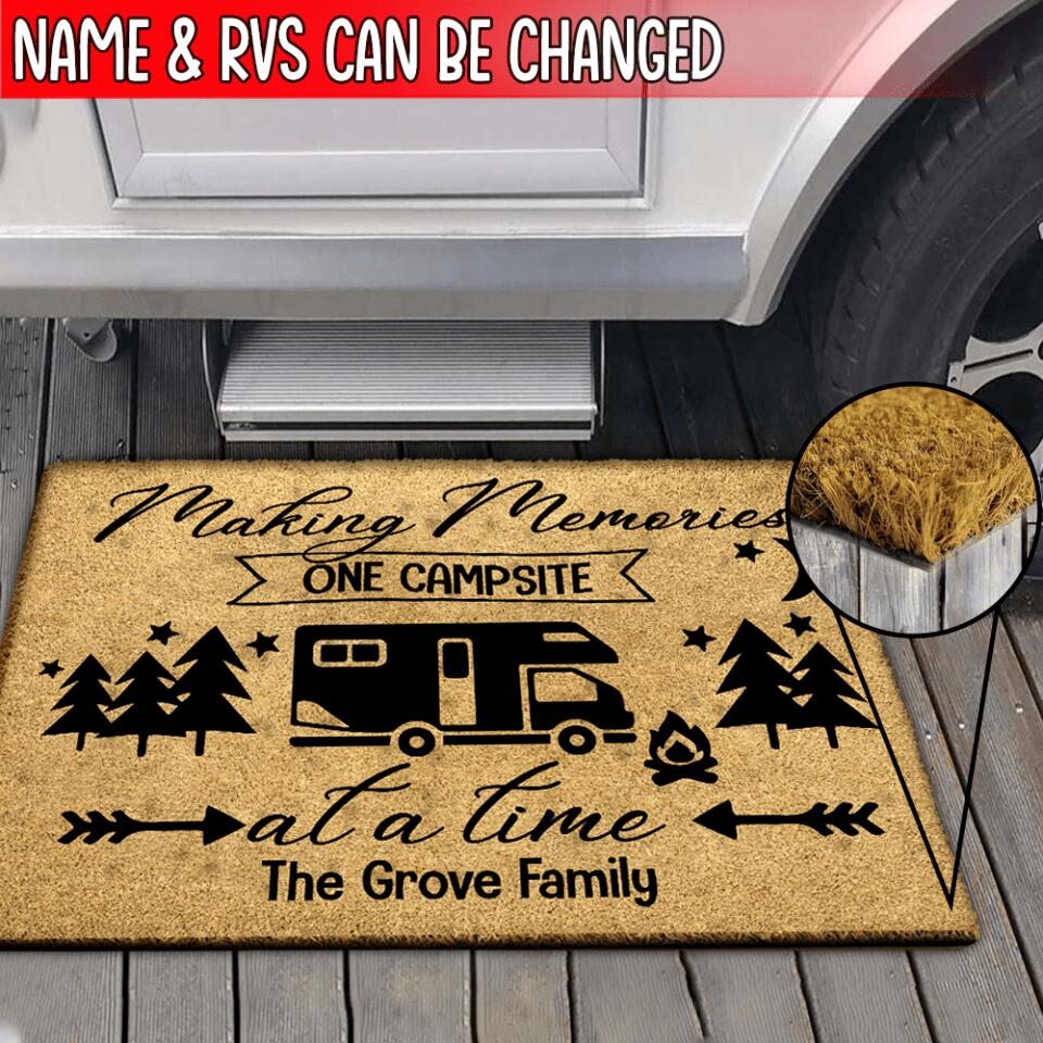 Making Memories One Campsite at a Time - Personalized Doormat, Gift For Camper, Coir Welcome Doormat