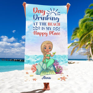 Day Drinking At The Beach Is My Happy Place - Personalized Beach Tower