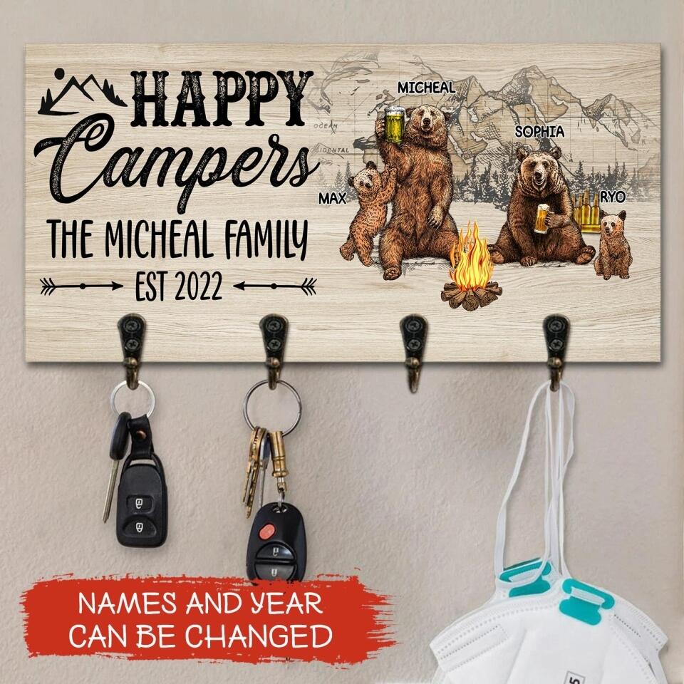Happy Camper Key Hanger, Gift For Family, Gift For Camping Lover