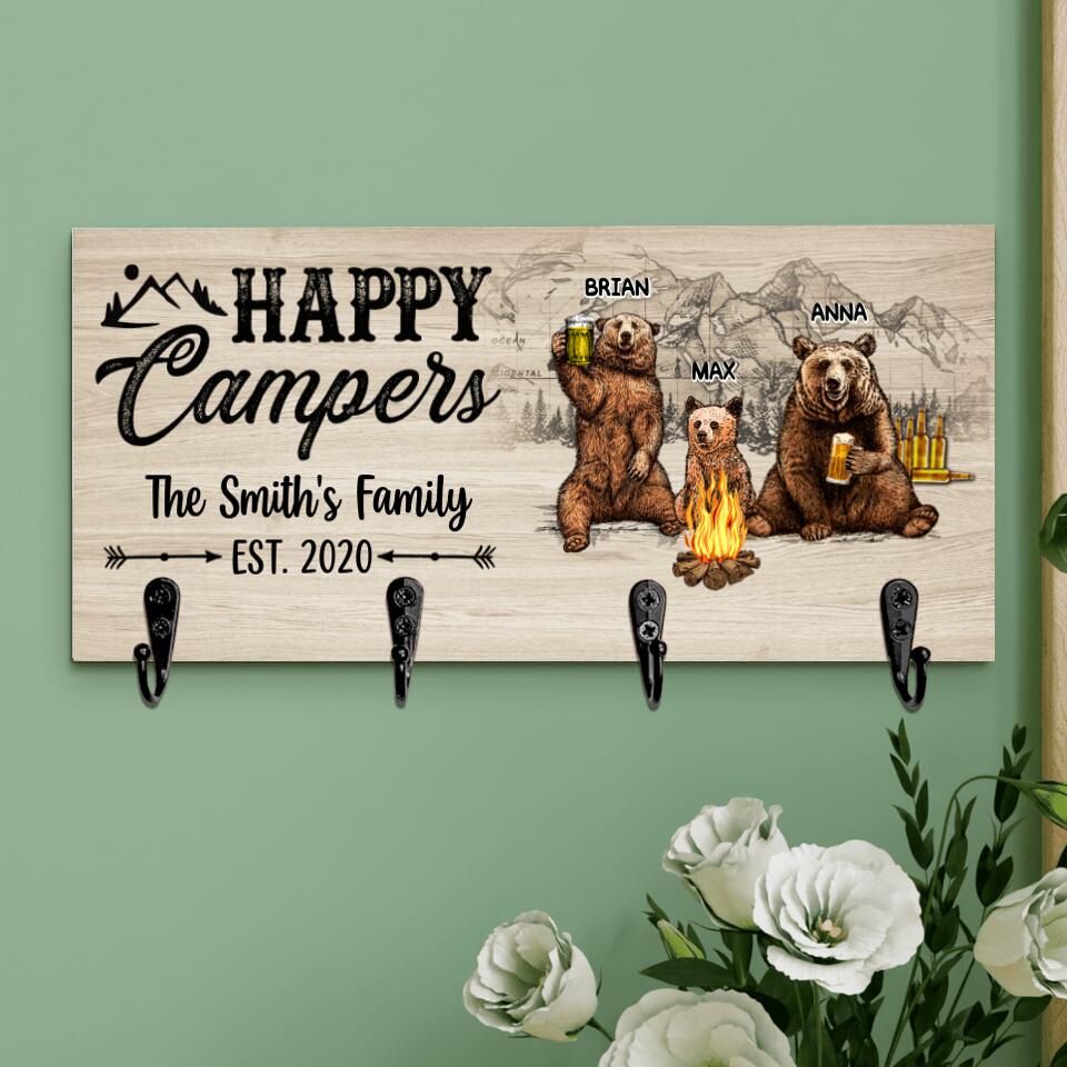Happy Camper Key Hanger, Gift For Family, Gift For Camping Lover