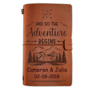 And So The Adventure Begins - Personalized Camping Notebook, Vintage Journal