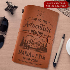 Personalized Camping Notebook - Vintage Journal - And So The Adventure Begins - Customizeaf