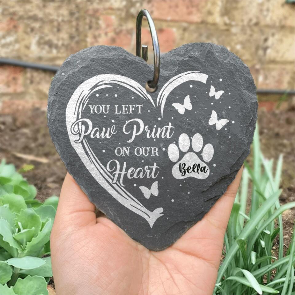 You Left A Paw print on Our Hearts - Personalized Slate Ornament