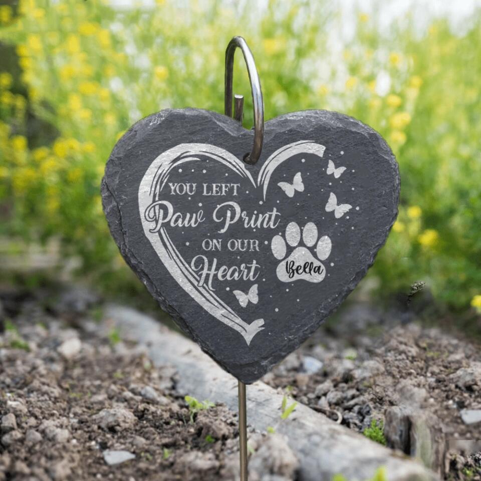 You Left A Paw print on Our Hearts - Personalized Slate Ornament