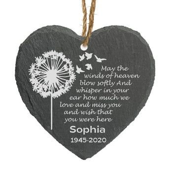 May the winds of heaven blow softly - Personalized Slate Ornament