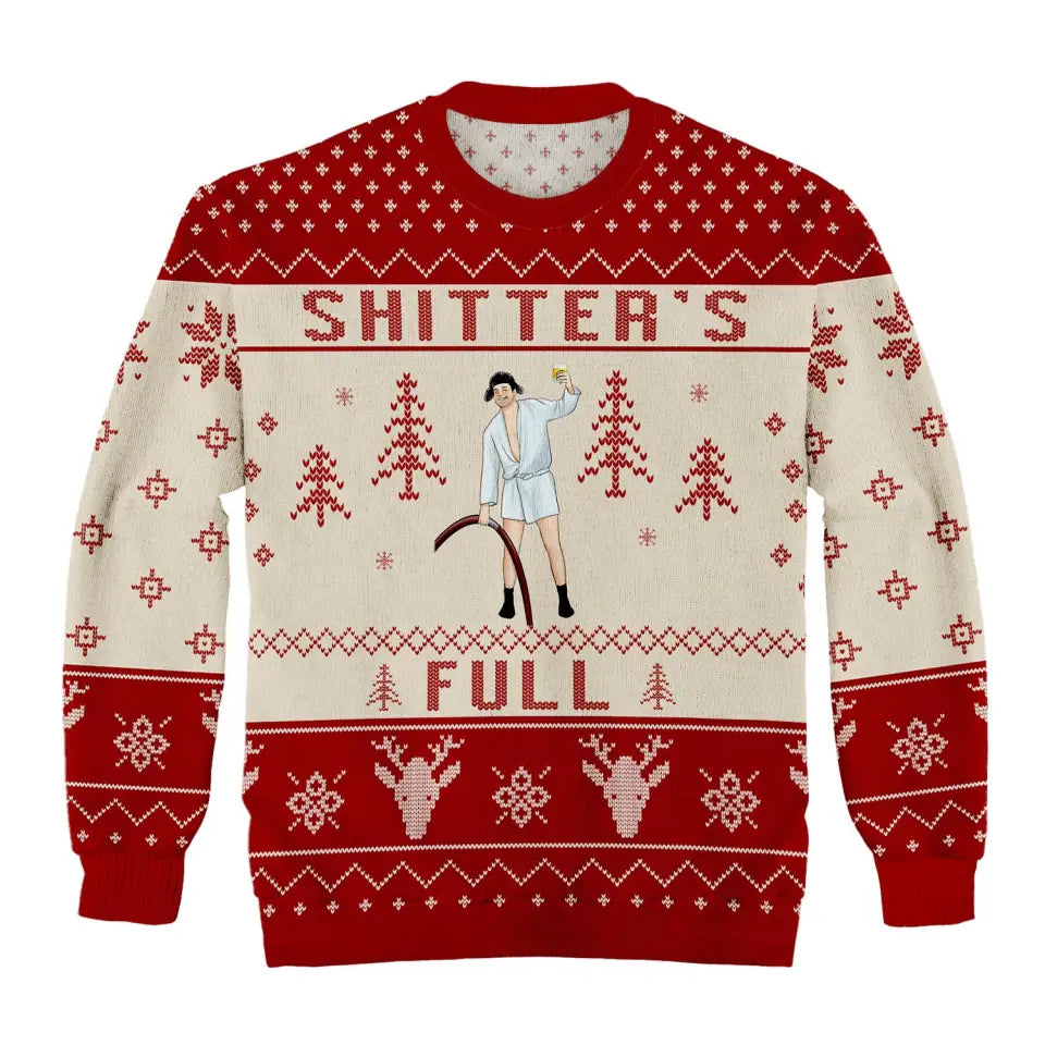 Sh*tter's Full Ugly Christmas Sweater - Personalized Wool Sweater, All-Over-Print Sweatshirt