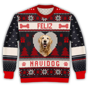 FELIZ NAVIDOG - Personalized Wool Sweater, Gift For Pet Lover, Christmas Sweater All-Over-Print