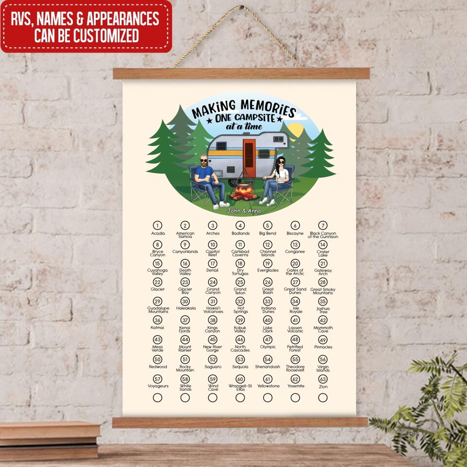 National Park, Making Memories - Personalized Scroll Canvas, Travel Adventure, Check List, NPS Bucket List, Adventure Gift