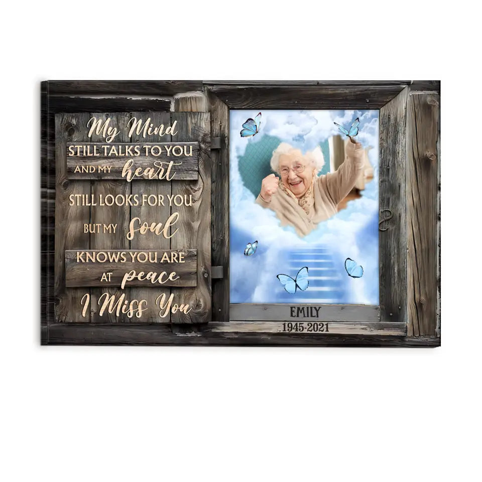 My Mind Still Talks To You - Sympathy Gift - Personalized Sympathy Canvas - Memorial Gift - Memorial Gift For Loss Of Father &amp; Mother