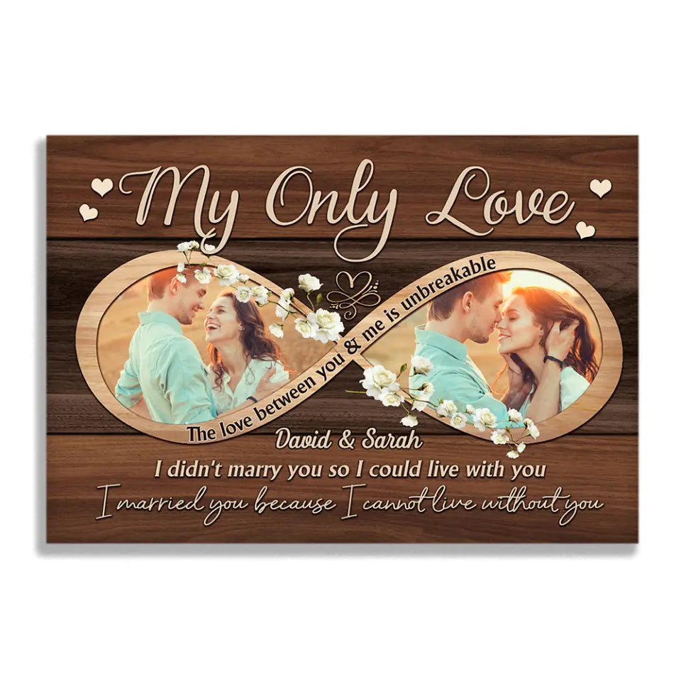 My Only Love The Love Between You &amp; Me Is Unbreakable - Personalized Canvas, Gift For Couple