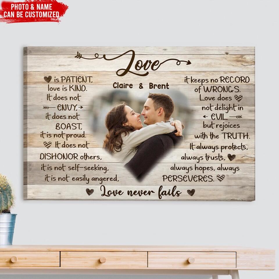 Love Is Patient Love Is Kind - Personalized Couple Canvas - Valentine Gift - Personalized Couple Canvas - Valentine Decorations
