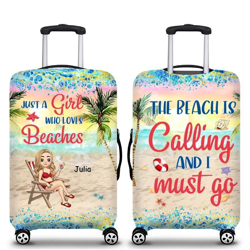 Just A Girl Who Loves Beaches -Personalized Luggage, Gift For Beach Lover