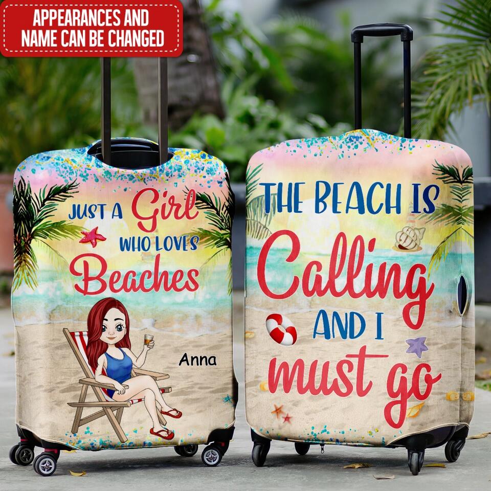 Just A Girl Who Loves Beaches -Personalized Luggage, Gift For Beach Lover