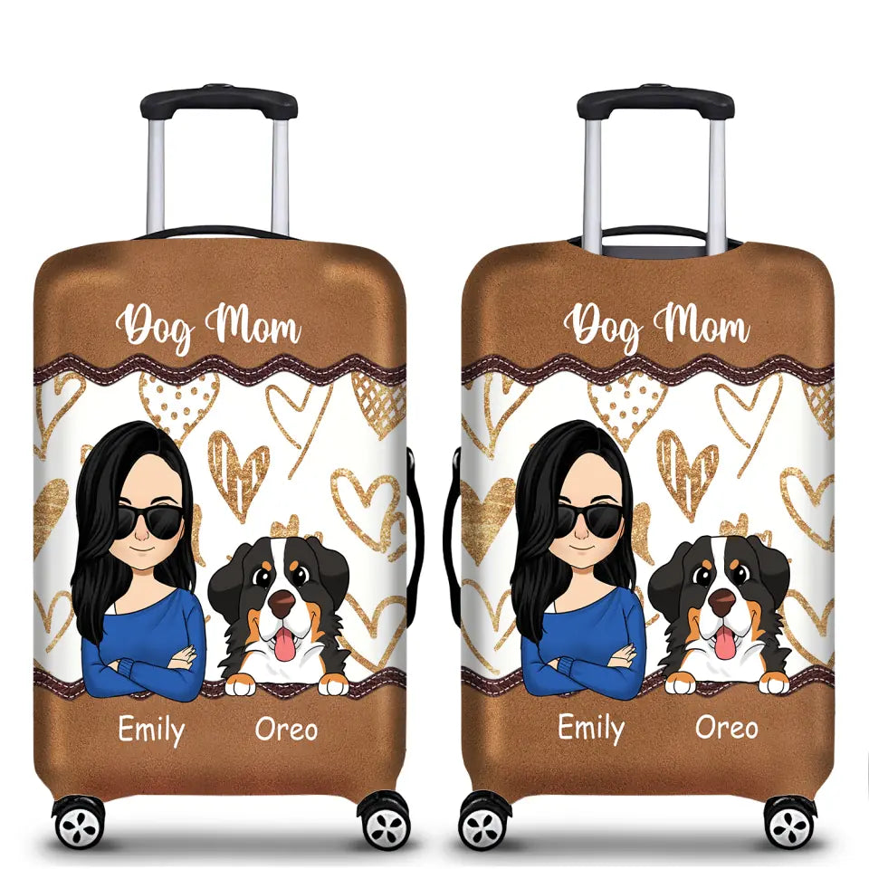Personalized Dog Mom Luggage Cover - Personalized Luggage Cover - Dog Lovers Gift
