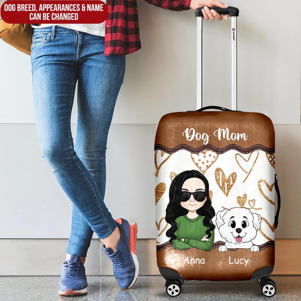 Personalized Dog Mom Luggage Cover - Personalized Luggage Cover - Dog Lovers Gift