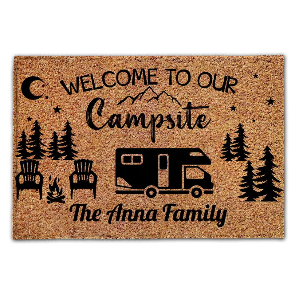Welcome to Our Campsite Personalized Doormat for Camper Doormat for Camping Door Mat