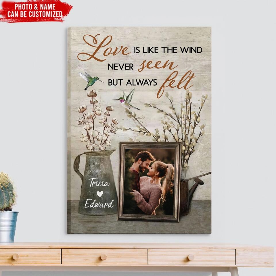 Love Is The Wind Never Seen But Always Felt - Personalized Couple Canvas Print - Couple Canvas Wall Art - Wall Decor for Couples Bedroom