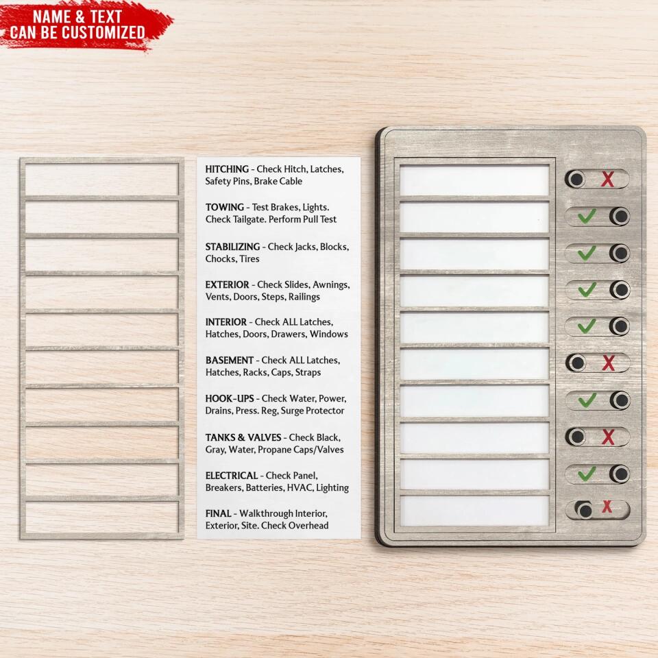 RV Checklist - Personalized Wooden RV Checklist, Gift For Camper