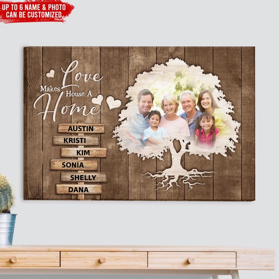 Love Makes House A Home - Personalized Canvas, Gift For Family