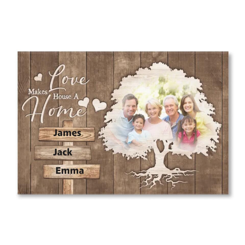 Love Makes House A Home - Personalized Canvas, Gift For Family