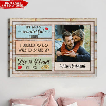 The Most Wonderful Thing/ The Wisest Thing- Personalized Canvas, Gift For Couple, Gift For Husband, Gift For Wife