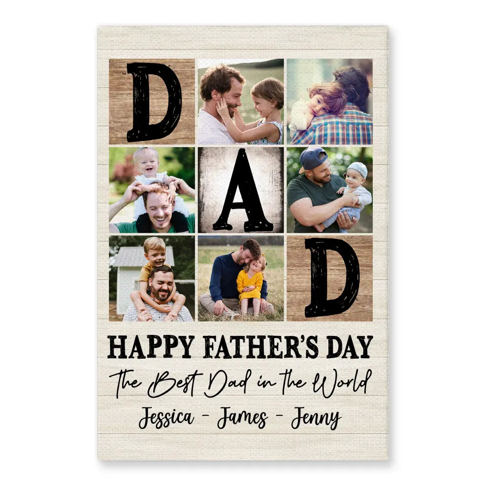 To The Best Dad In The World - Personalized Canvas, Happy Father&#39;s Day, Gift For Dad