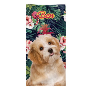 Custom Dog Photo - Personalized Beach Towel, Hawaiian Beach Towel