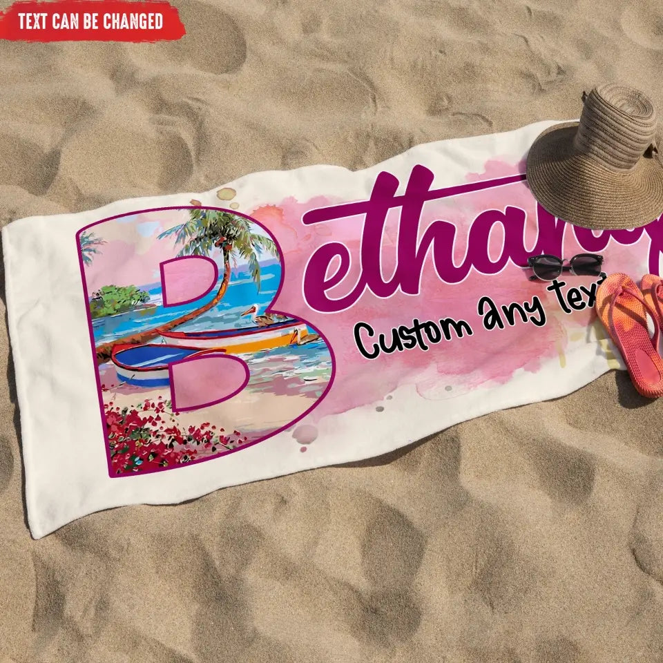 Custom Name Beach Survival Life Is A Beach - Personalized Towel Beach, Summer Gift For Women