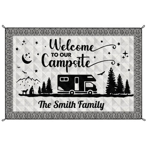 Welcome To Our Campsite - Personalized Patio Mat, Gift For Camping Lover