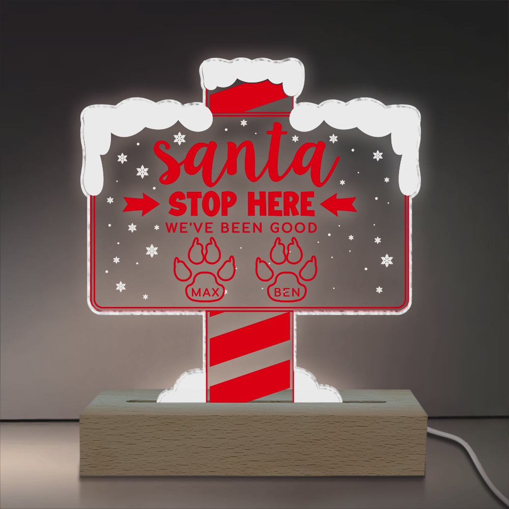 Santa Stop Here Personalized LED Sign, Home Decor, Christmas Decor,, Christmas Home Decor, Christmas Light, Christmas Gifts, Lighting